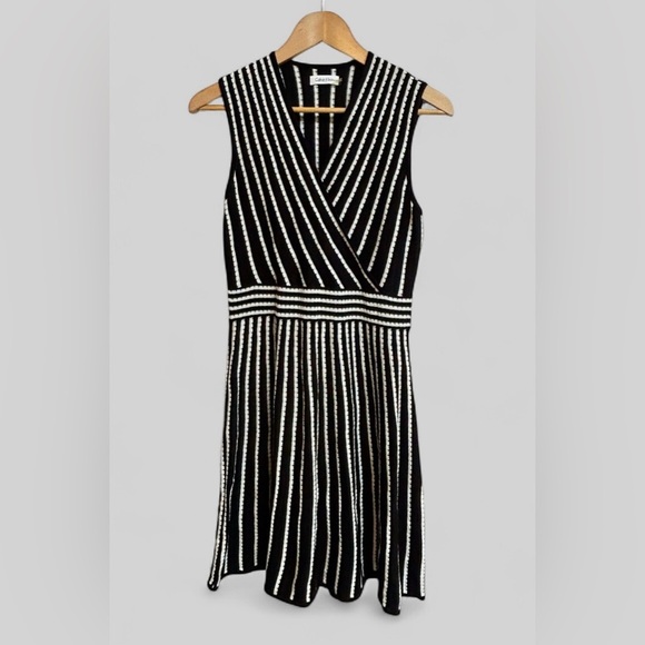 Calvin Klein Faux Wrap Striped Sleeveless Dress Size Large - Picture 3 of 6
